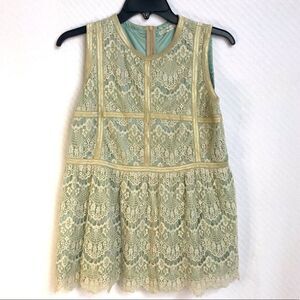 Anthro Hazel lace sleeveless top-sea foam underlay